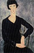 Amedeo Modigliani, sittabde kvinna i blatt